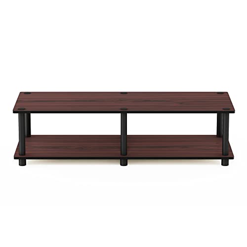 Furinno Just No Tools Dark Cherry Wide Television Stand with Black Tube, Dark Cherry/Black, Wide 41.3"(W)x10.9"(H)x15.6"(D) - color: Dark Cherry/Black, size: Wide 41.3"(W)x10.9"(H)x15.6"(D)