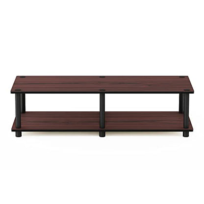 Furinno Just No Tools Dark Cherry Wide Television Stand with Black Tube, Dark Cherry/Black, Wide 41.3"(W)x10.9"(H)x15.6"(D) - color: Dark Cherry/Black, size: Wide 41.3"(W)x10.9"(H)x15.6"(D)
