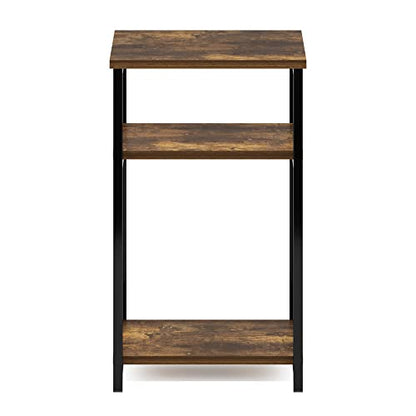 Furinno Just 3-Tier Metal Frame End Table with Storage Shelves, 1-Pack, Amber Pine - color: Amber Pine, size: 1-Pack, Metal Frame, 3-Tier