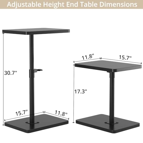 TV Trays for Eating on Couch - Height Adjustable C Shaped End Table with 360° Swivel, Slide Under Sofa Side Table for Small Spaces, Snack Table for Bed Chair Living Room Bedroom Laptop, Black - color: Black