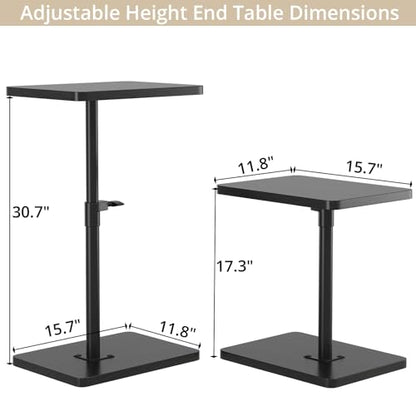 TV Trays for Eating on Couch - Height Adjustable C Shaped End Table with 360° Swivel, Slide Under Sofa Side Table for Small Spaces, Snack Table for Bed Chair Living Room Bedroom Laptop, Black - color: Black