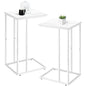 Possile C Shaped End Table Set of 2 for Sofa and Bed, Slide Under Couch Tables, Side Table With Faux Marble Top, Small Under Table Tray for Living Room, Bedroom, White - color: White