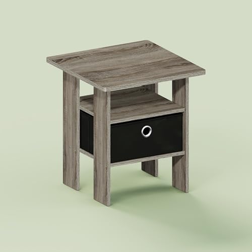 Ipoh End Table, Nightstand, Side Table with Bin Drawer for Small Spaces, Living Room, Bedroom, Olive Oak/Black - color: Olive Oak