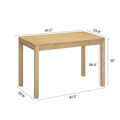 NTC Flow Modern Wooden Rectangle Desk Table with Hidden Drawer – Waterproof & Heat Resistant - Sand - color: Sand, size: 47 Inch, style: Desk