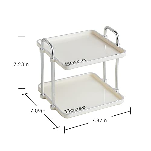 7.87 Inch Desktop 2-Layer Storage Rack,Countertop Storage Shelf for Bathroom, Kitchen, Living Room, Bedroom, Dressing Table,White - size: 7.87 Inch