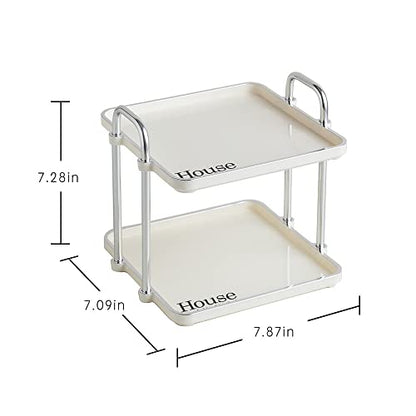 7.87 Inch Desktop 2-Layer Storage Rack,Countertop Storage Shelf for Bathroom, Kitchen, Living Room, Bedroom, Dressing Table,White - size: 7.87 Inch