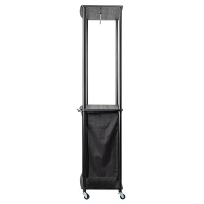 Household Essentials 3-Bag Laundry Center, Smooth Laminate Shelving, Sturdy Steel Frame - color: Black, size: 31.5"L x 17.3"W x 67.3"H