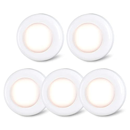 STAR-SPANGLED Push Tap Light, 2.8” Mini Night Touch LED Puck Lamp, Portable Under Cabinet Lighting AAA Battery Operated Powered, DIY Stick On Lights for Closet, Counter, Kitchen, Warm White, 5 Pack - color: Warm White