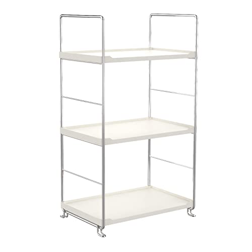 3-Tier Bathroom Countertop Organizer -Makeup Organizer -Corner Storage Shelf- Kitchen Spice Rack Standing Shelf-Great for Vanity, Bathroom, Bedroom, Kitchen (Silver & White) - color: Chrome