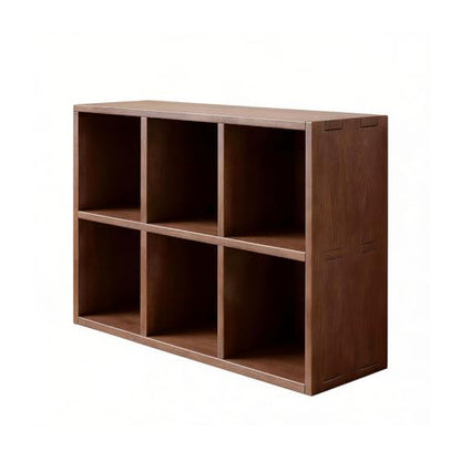 Solid Wood 6-Shelf Bookcase Walnut Bookshelf | Genuine Rubberwood 6-Shelf Bookcase, Walnut Finish, Stackable, 35.4"W x 23.6"H, for Living Room & Office