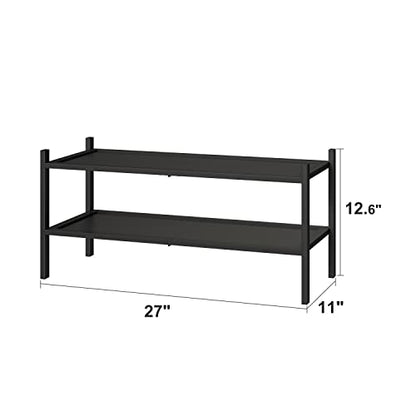 kiplant 2-Tier Black Bamboo Shoe Rack, Stackable Bamboo Wood Shoe Rack for Closet, Entryway & Hallway - color: Black, size: 2-Tier
