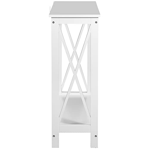Nouva 2-Tier Narrow Console Sofa Side Table Wall Table for Hallway Foyer, White - color: White