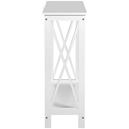 Nouva 2-Tier Narrow Console Sofa Side Table Wall Table for Hallway Foyer, White - color: White
