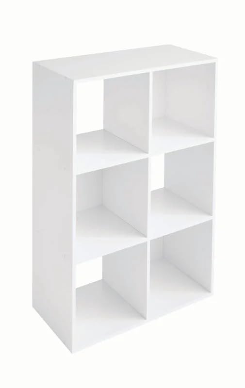 6-Cube Storage Organizer, Bookcase, 3 Open & 3 Closed Back Shelves, Vertical/Horizontal Placement, 11" Cubes (White) - color: White