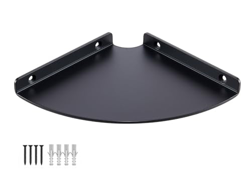 6 Inch Corner Shelf - Heavy Duty 3.0mm Aluminum Alloy Wall Mounted Floating Shelf for Bathroom, Kitchen, Living Room, Office, Bedroom & Dorm - Black - color: Black, size: 6 inch corner shelf