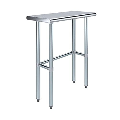 AmGood 14 in. x 30 in. Open Base Stainless Steel Work Table | Residential & Commercial | Food Prep | Heavy Duty Utility Work Station | NSF - size: 30 in. Length x 14 in. Width
