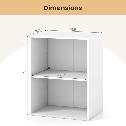 Giantex 2-Cube Bookshelf and Bookcase, 2-Layer Storage Shelf w/Large-Capacity Open Storage Space for Living Room Bedroom Study Office, Multi-Functional Furniture Display Cabinet, White | Display Shelf with Open Storage Space for Living Room, Home Office,