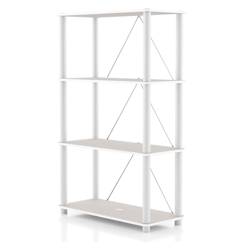 HOMES: INSIDE + OUT Apexa Modern 4-Tier Wide Shelving Units, Collectibles Display Shelves, Easy Assembly Standing Shelf, Home Storage Organizer for Living Room, Bedroom, Office, Taupe Grey - color: Taupe Grey, size: 4-Tier (Wide)