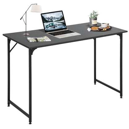 Dkelincs 40 Inch Small Computer Desk Home Office Desk Writing Desk Modern Simple Style Study Work Table with Metal Frame, Easy Assembly, Adjustable Feet, Water-Resistant, Scratchproof Surface, Black - color: Black, size: 40 Inch