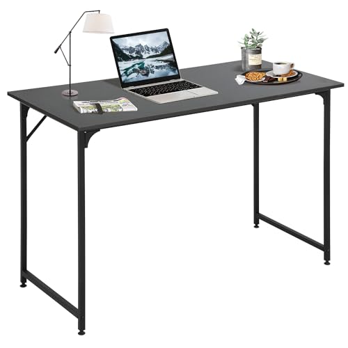 Dkelincs 40 Inch Small Computer Desk Home Office Desk Writing Desk Modern Simple Style Study Work Table with Metal Frame, Easy Assembly, Adjustable Feet, Water-Resistant, Scratchproof Surface, Black - color: Black, size: 40 Inch