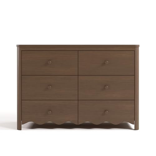 Storkcraft Casablanca 6 Drawer Dresser, Hazelnut | GREENGUARD Gold Certified, Brown Dresser for Bedroom, Kids & Nursery Storage Chest, Safety Interlocking Drawers, Kids Bedroom - color: Hazelnut, style: 6 Drawer Dresser