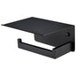 APLusee Matte Black Toilet Paper Holder with Shelf, Left Side 304 Stainless Steel Tissue Hanger, Wall Mounted - color: Matte Black