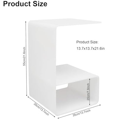 Acrylic End Table, 21.6" H C-Shaped End Table, Side Table for Living Room, Bedside Table for Bedroom, Acrylic Clear C Side Table (White) - color: White