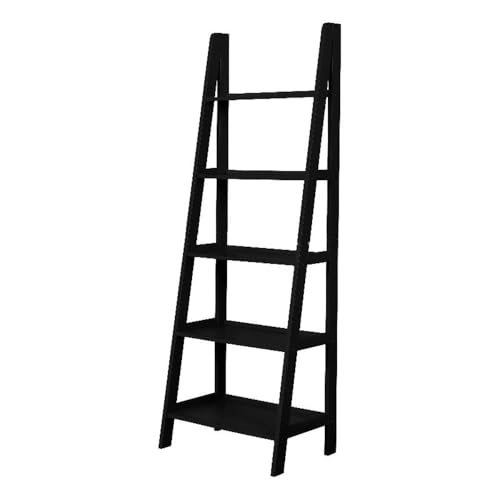 Linon Archdale Wood Open Back 72" Ladder Bookshelf with 5 Shelves in Black