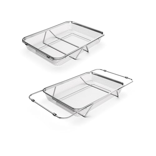 WAGENSTEIGER Extendable Dish Rack with Feet, Vegetable Colander Basket, Stainless Steel Dish or Silverware Drying Rack, Ultimate Kitchen Organizer Over the Sink (14.76 x 10.63 x 3.15 Inches) - size: 14.76 x 10.63 x 3.15 Inches