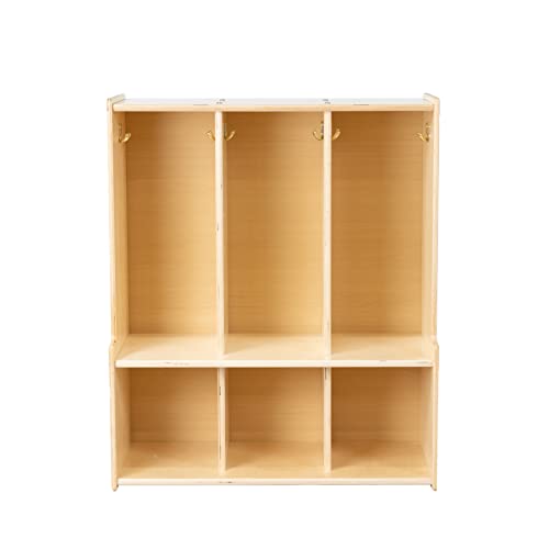 3-Section Coat Locker with Bench & Cubby Storage, Backpack Organizer, Coat Cubbies Storage for Kids & Toddlers, Ideal for Home, School, Daycare