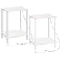 HOOBRO Side Table with Charging Station, Set of 2 End Tables with USB Port and Outlets, Nightstand with 2-Layer Storage Shelves for Small Spaces, Living Room, Bedroom, White WW09UBZP201 - color: White