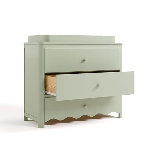 Storkcraft Casablanca 3 Drawer Chest with Removable Changing Topper, Sage | GREENGUARD Gold Certified Wood Dresser for Nursery & Kids Bedroom, Safety Interlocking Drawer System, Removable Topper - color: Sage, style: 3 Drawer Dresser
