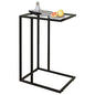 C Table Glass End Table, Couch Side Table, Tempered Glass Snack Side Table with Metal Frame, TV Tray Table for Small Space, Sofa Couch Side Tableand Bed Side Table(Black) - color: Black
