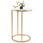 RiteSune Round C Shaped End Snack Side Table Slide Under Couch with Marble Top for Sofa Coffee Laptop Living Room Bedroom Small Space, 16" D x 24" H - color: Gold