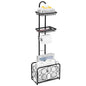 Oasis Creations Toilet Paper Holder Tissue Rack Stand with Magazine Toilet Roll Storage Basket- Freestanding, Black Metal - color: Black