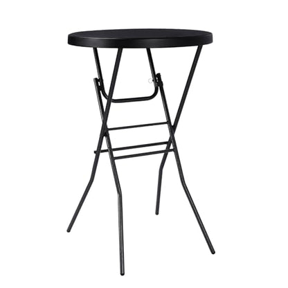 pollilar Cocktail Table 28in Portable Folding Bar Height Table, Compact Round High Top Plastic & Steel Bistro with Removable Legs, Indoor Outdoor RV Patio Catering Parties Commercial Events-Black - color: Black