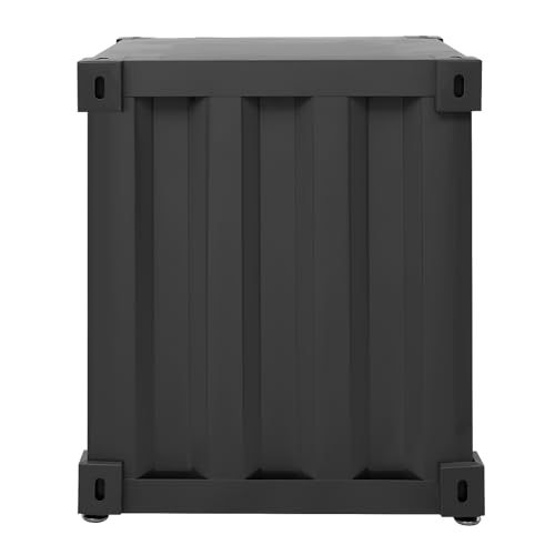 Industrial Style Container Cabinet, Iron Bedside Table with Lock, Shipping Container Style End Table, Wrought Iron Container Side Table for Living Room Bedroom Office (Black) - color: Black