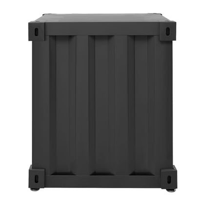 Industrial Style Container Cabinet, Iron Bedside Table with Lock, Shipping Container Style End Table, Wrought Iron Container Side Table for Living Room Bedroom Office (Black) - color: Black