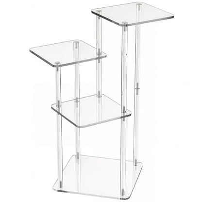 NiHome 4-Tier Clear Acrylic Side Table for Modern Homes, 27" High Easy Assembly Display Stand for LEGO Collection Sets,Figurine Display Shelf Riser for Plant Indoor,Collectibles & Room Decor