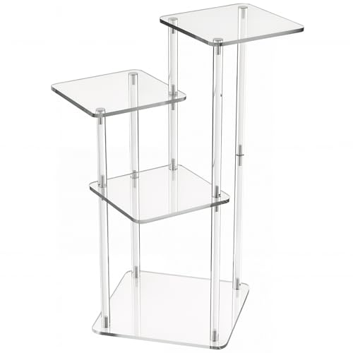 NiHome 4-Tier Clear Acrylic Side Table for Modern Homes, 27" High Easy Assembly Display Stand for LEGO Collection Sets,Figurine Display Shelf Riser for Plant Indoor,Collectibles & Room Decor