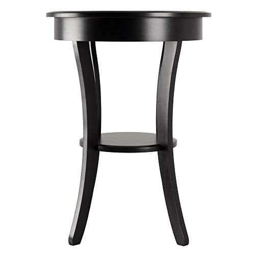 Winsome Sasha Round Accent Table with Drawer and Shelf, for Living Room, Bedroom, Black - color: Black