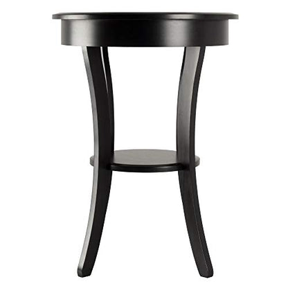 Winsome Sasha Round Accent Table with Drawer and Shelf, for Living Room, Bedroom, Black - color: Black