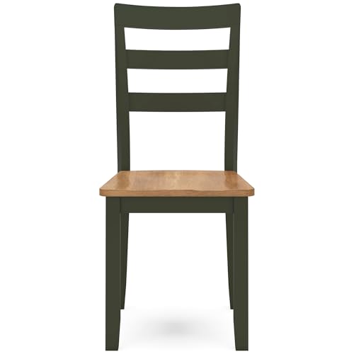 Signature Design by Ashley Gesthaven Green Dining Chairs Set of 2, Ladder Back Wood Kitchen Chairs, Natural Mango Wood Seat, Casual Seating for Dining Rooms - color: Light Brown & Green