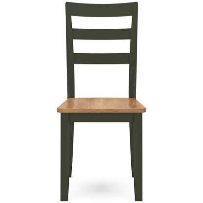 Signature Design by Ashley Gesthaven Green Dining Chairs Set of 2, Ladder Back Wood Kitchen Chairs, Natural Mango Wood Seat, Casual Seating for Dining Rooms - color: Light Brown & Green