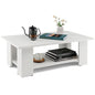Tangkula 2-Tier Coffee Table, Modern Rectangular Center Cocktail Table with 5 Support Legs, Wooden Accent Living Room Furniture, Small Coffee Table for Small Spaces, Easy Assembly (White) - color: White