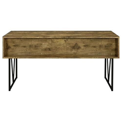 Coaster Home Furnishings Analiese Rustic 63-Inch 4-Drawer Home Office Computer Writing Desk Study Table with Storage Engineered Eco-Friendly Wood Look Laminate Sturdy Steel Base Rustic Nutmeg 800999 - color: Rustic Nutmeg