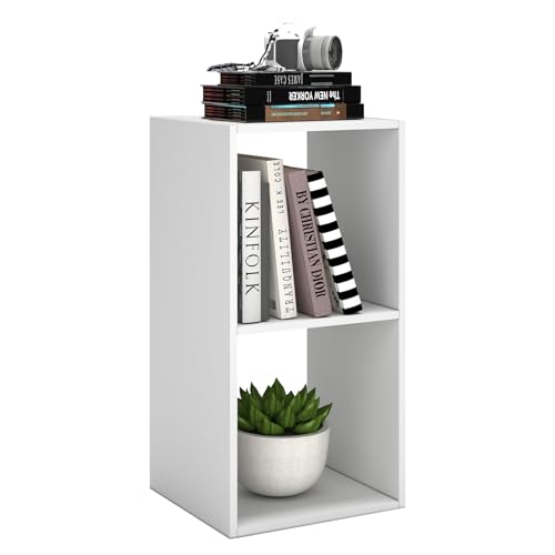 2 Cube Shelf Bookcase, White, 11in | 2026, Anti-Tipping Kits, Reversible Open Back, Multi Layer Multi Grid Partition Layout - color: White, size: 2 Cube 11in