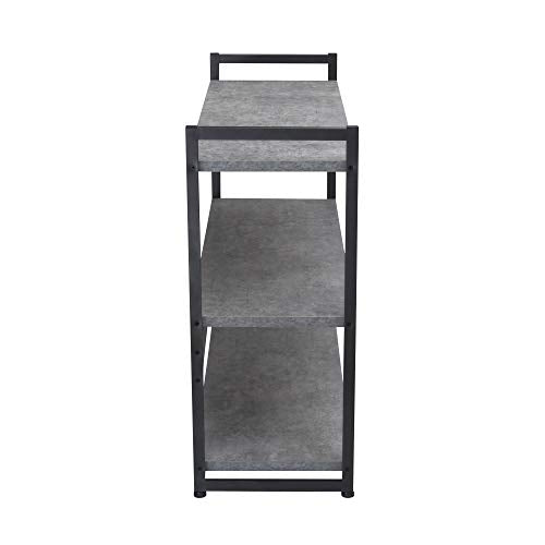 Household Essentials Slate Concrete & Iron Three-Tier Bookshelf - color: Slate