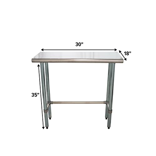 Open Base Stainless Steel Work Table with Galvanized - size: 30"x18"
