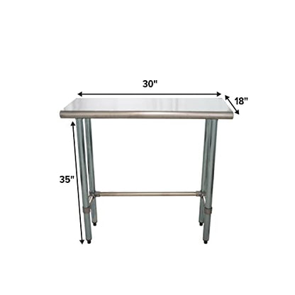 Open Base Stainless Steel Work Table with Galvanized - size: 30"x18"